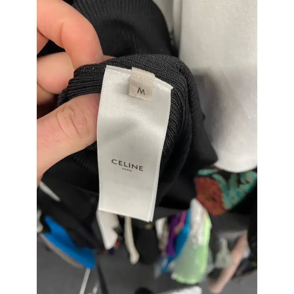 Celine Black Logo Bodycon Silk Blend Dress - Size M - Picture 5 of 7